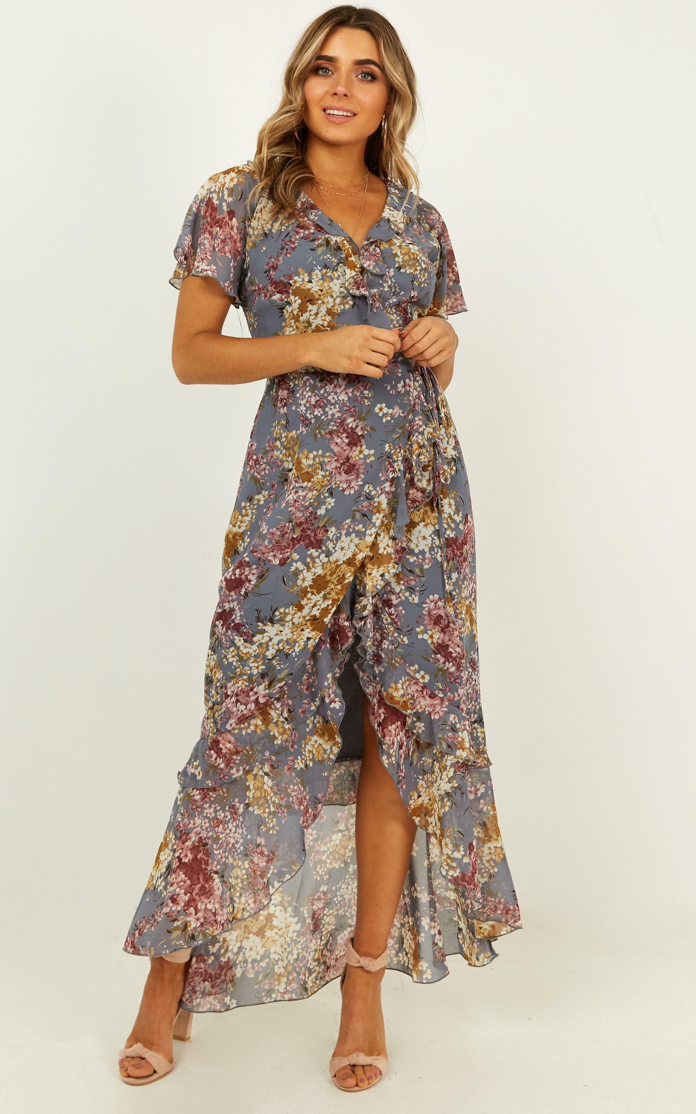 Light And Happiness Wrap Dress In Purple Floral | Showpo USA