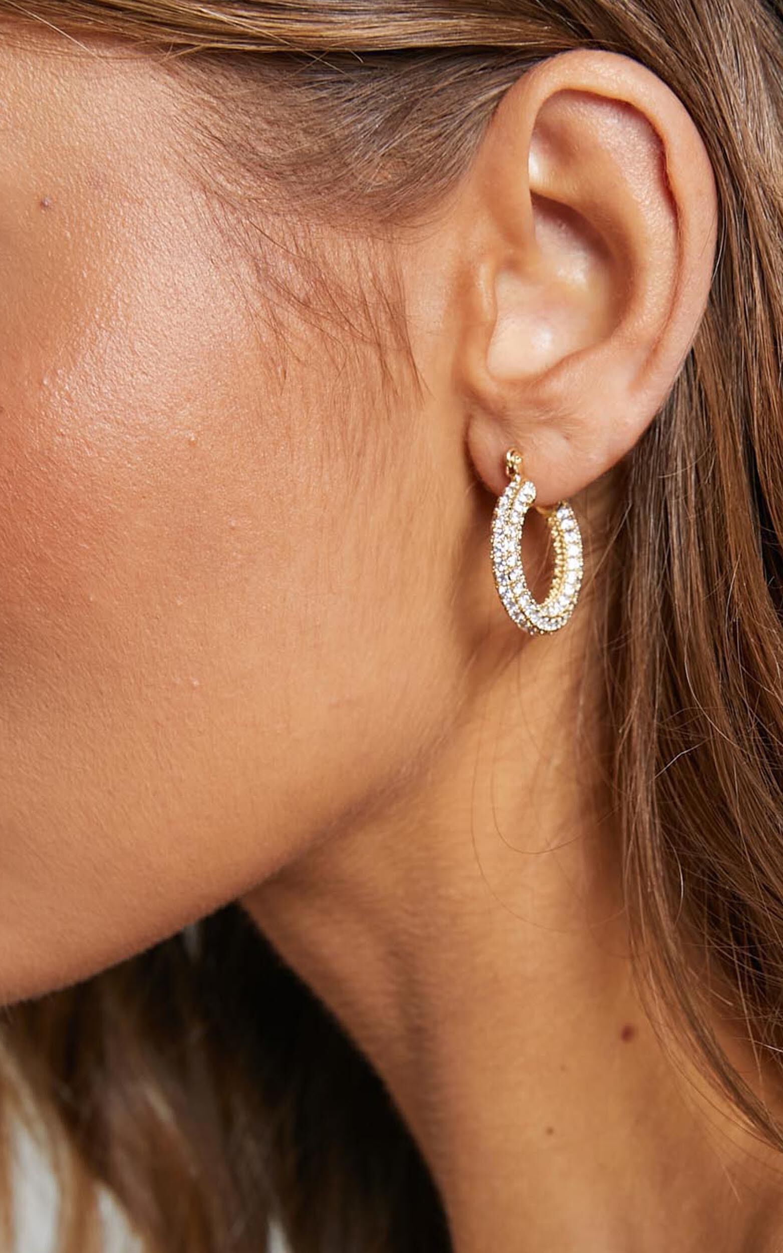 Gaylane Diamante Hoop Earrings in Gold - OneSize, GLD1