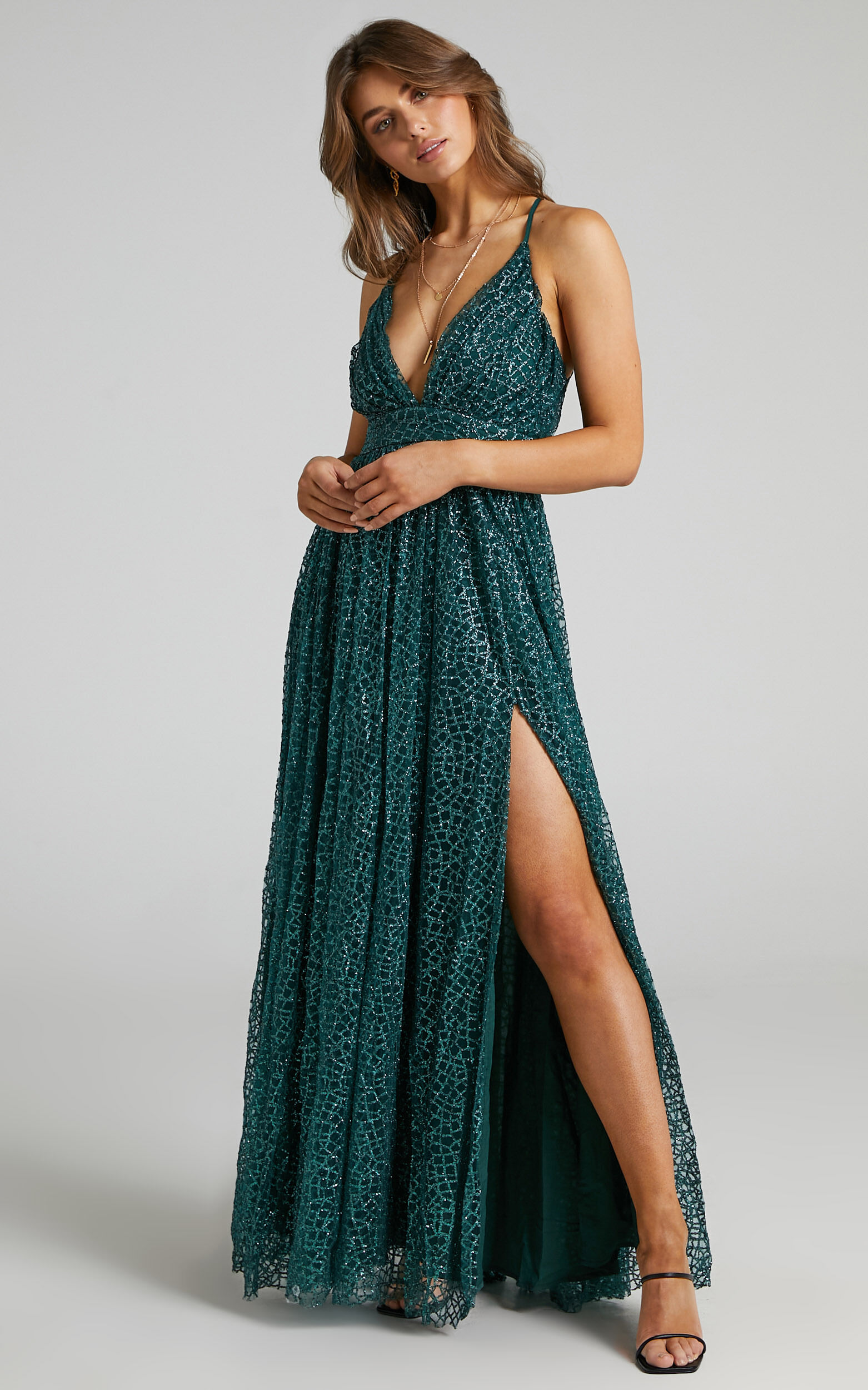 Lady Godiva Dress in Emerald Glitter Tulle - 06, GRN2, super-hi-res image number null