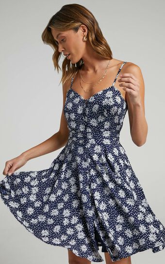 Island In The Sun Dress in Navy Floral