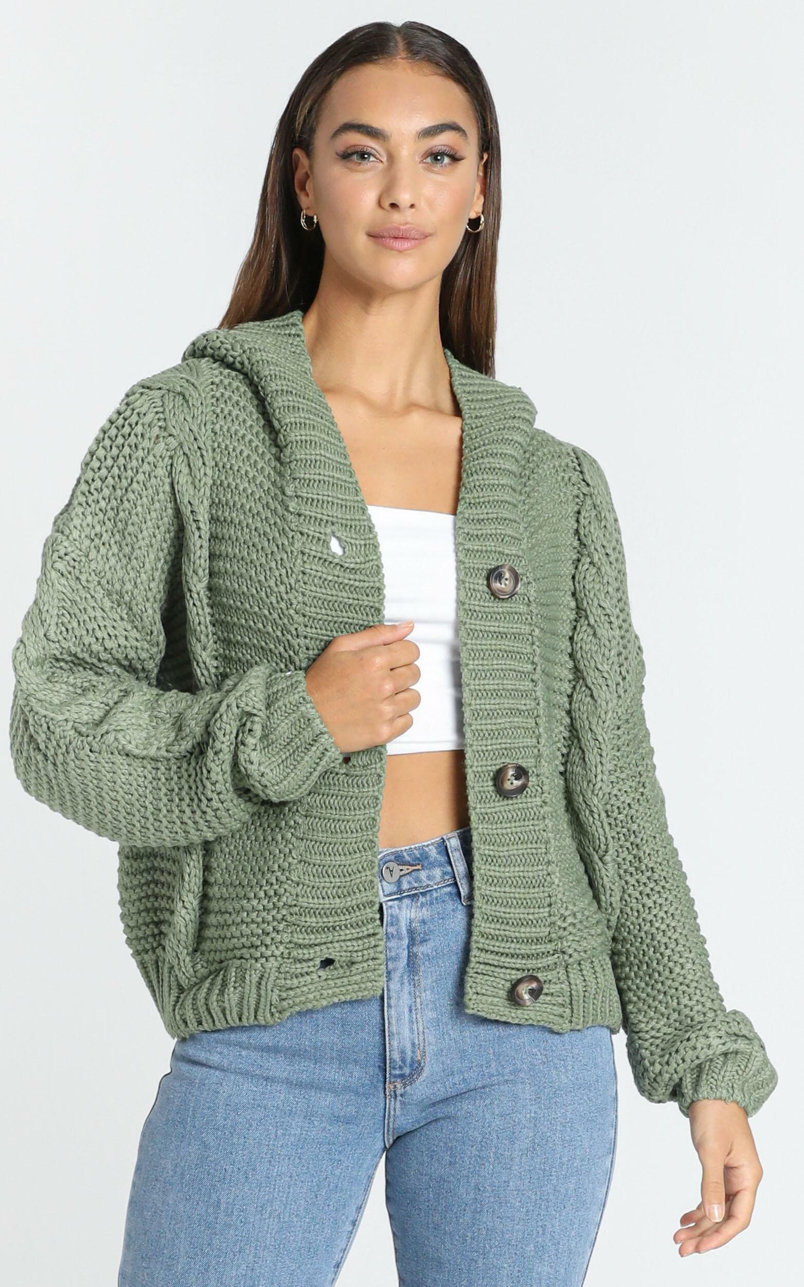 Allie Cardigan in Olive - XS, Green
