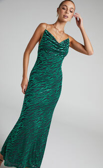Runaway The Label - Lionell Dress in Emerald Zebra