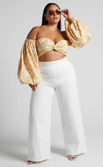 Amalie The Label - Charo Wide Leg Pant in Warm White
