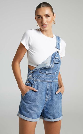 Riders by Lee - Denim Dungaree Short in Blue Wave
