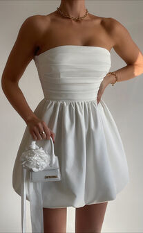Shaima Mini Dress - Strapless Dress in White