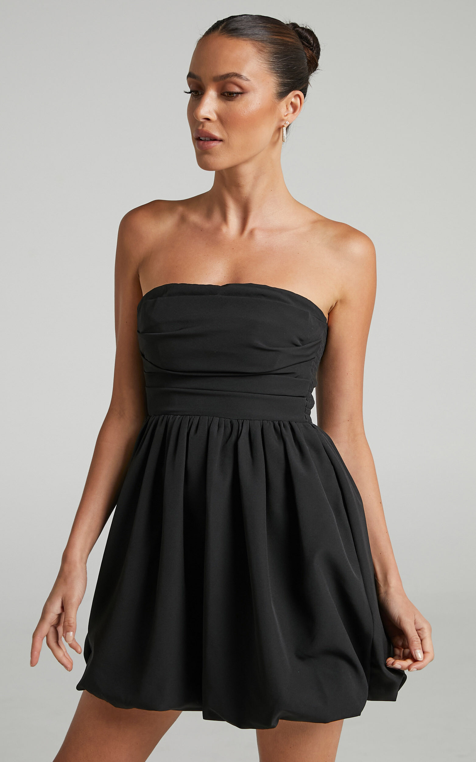 Shaima Mini Dress - Strapless Dress in Black - 08, BLK1