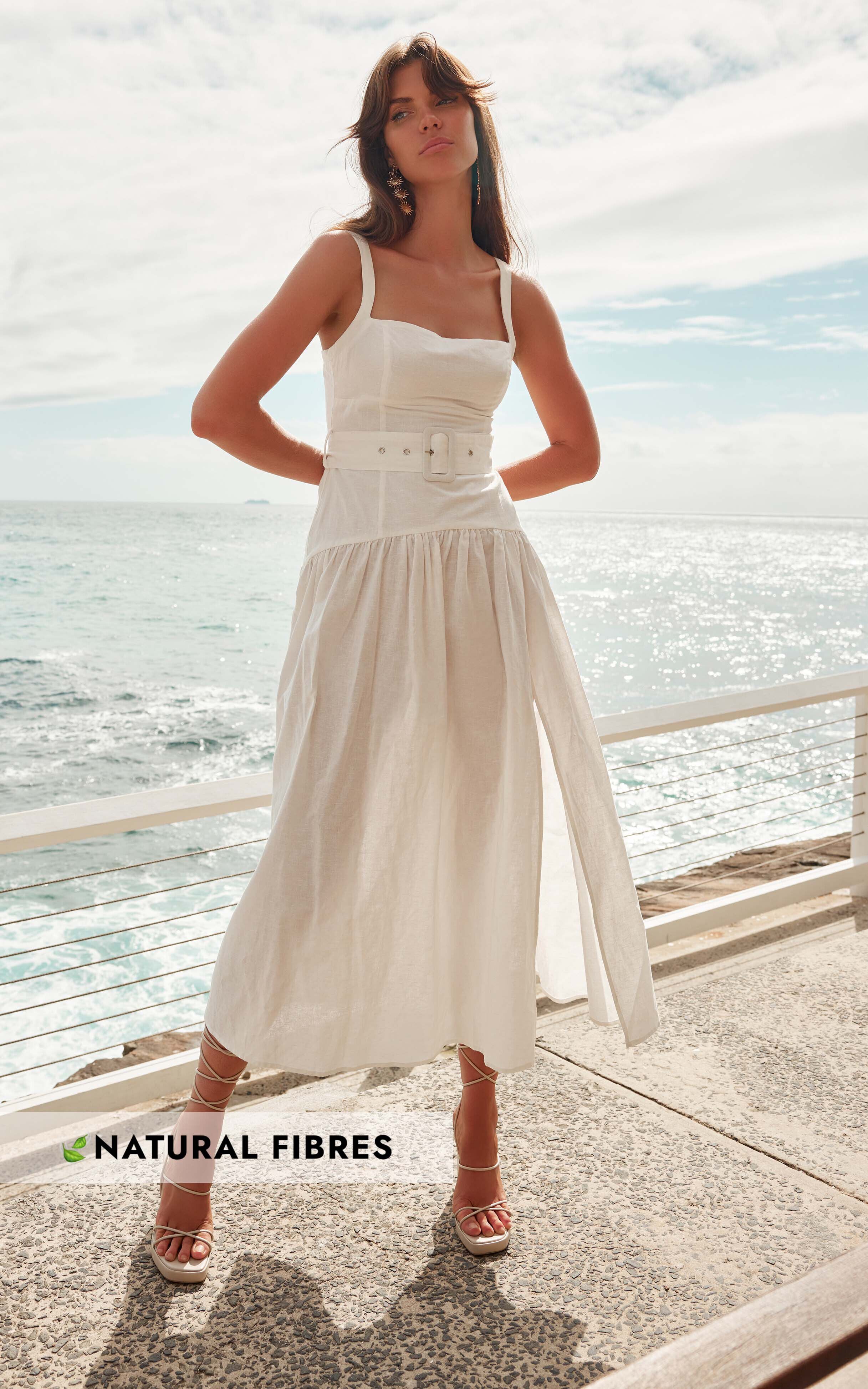 Amalie The Label - Elinora Belted Panelled Maxi Dress in White - 06, WHT1, super-hi-res image number null