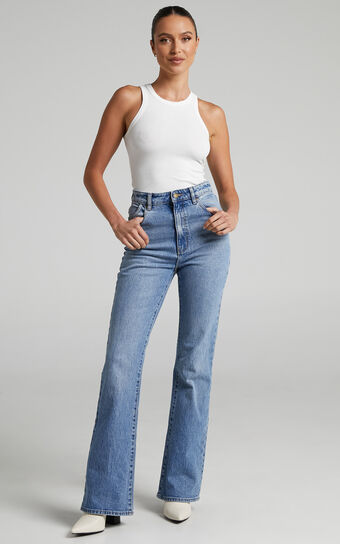 Phoebe Tonkin x Rolla's  - Dusters Bootcut Jeans in Brad Blue