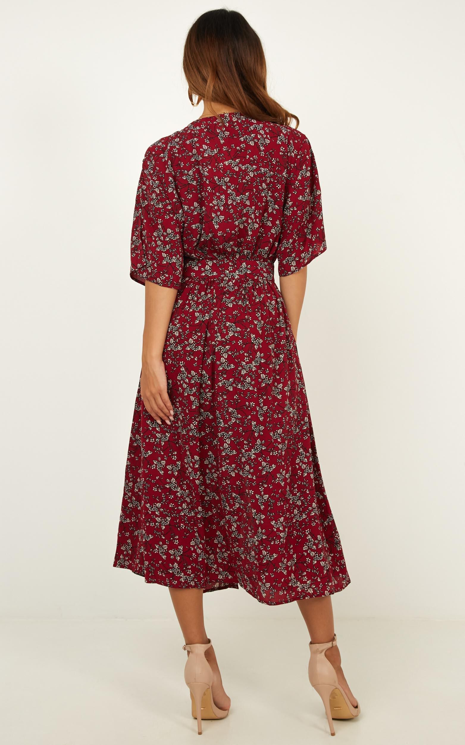 Inner Circle Only Dress In Wine Floral | Showpo USA