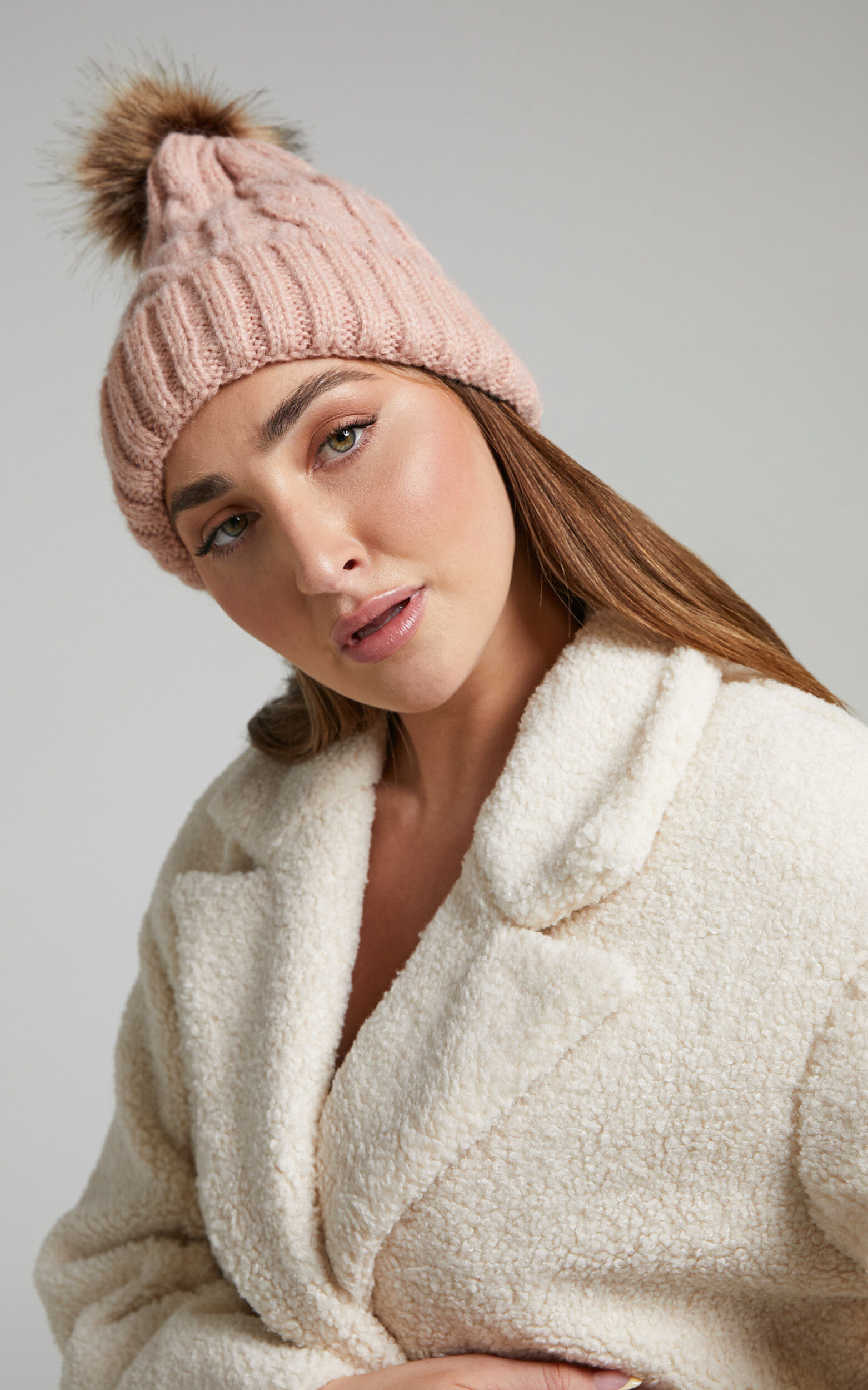 Ramiah Pom Pom Beanie in Pink - NoSize, PNK1, super-hi-res image number null