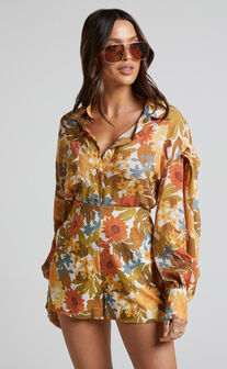 Amalie The Label - Azariah Balloon Sleeve Button Up Shirt in Emerson Floral
