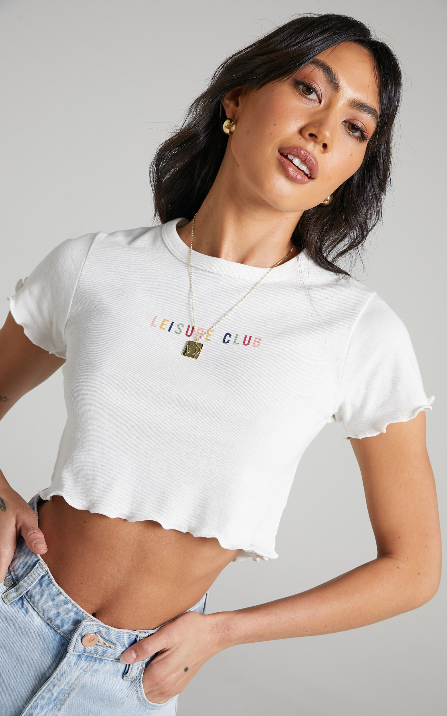 COOLS CLUB - Lettuce Edge Micro Leisure Tee in Off White - 06, WHT1, super-hi-res image number null