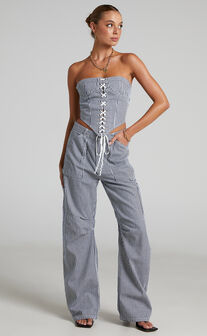 LIONESS - Miami Vice Pant in Navy Pinstripe