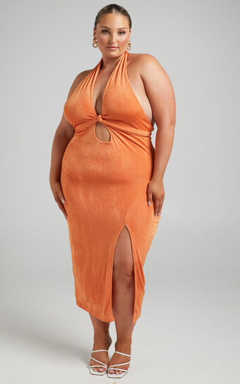Bethany Halter Dress in Orange
