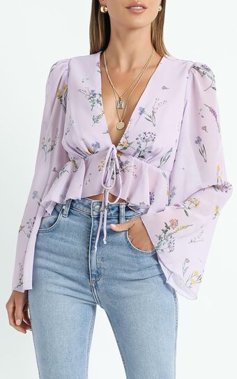 Dance It Out Top in Lavender Botanical Floral