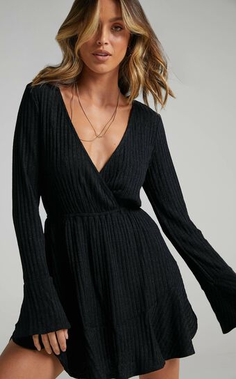 The Next Step Mini Dress - Long Sleeve Dress in Black