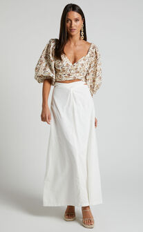 Amalie The Label - Cia Cross Front Midaxi Skirt in White