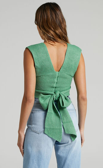 Kody Wrap Knit Top in Green