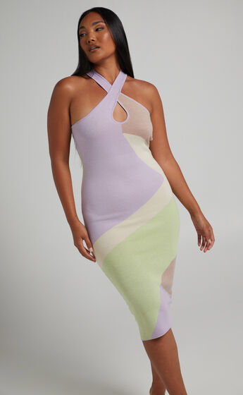 Blossom Knit Midi Dress in Pastel Multi