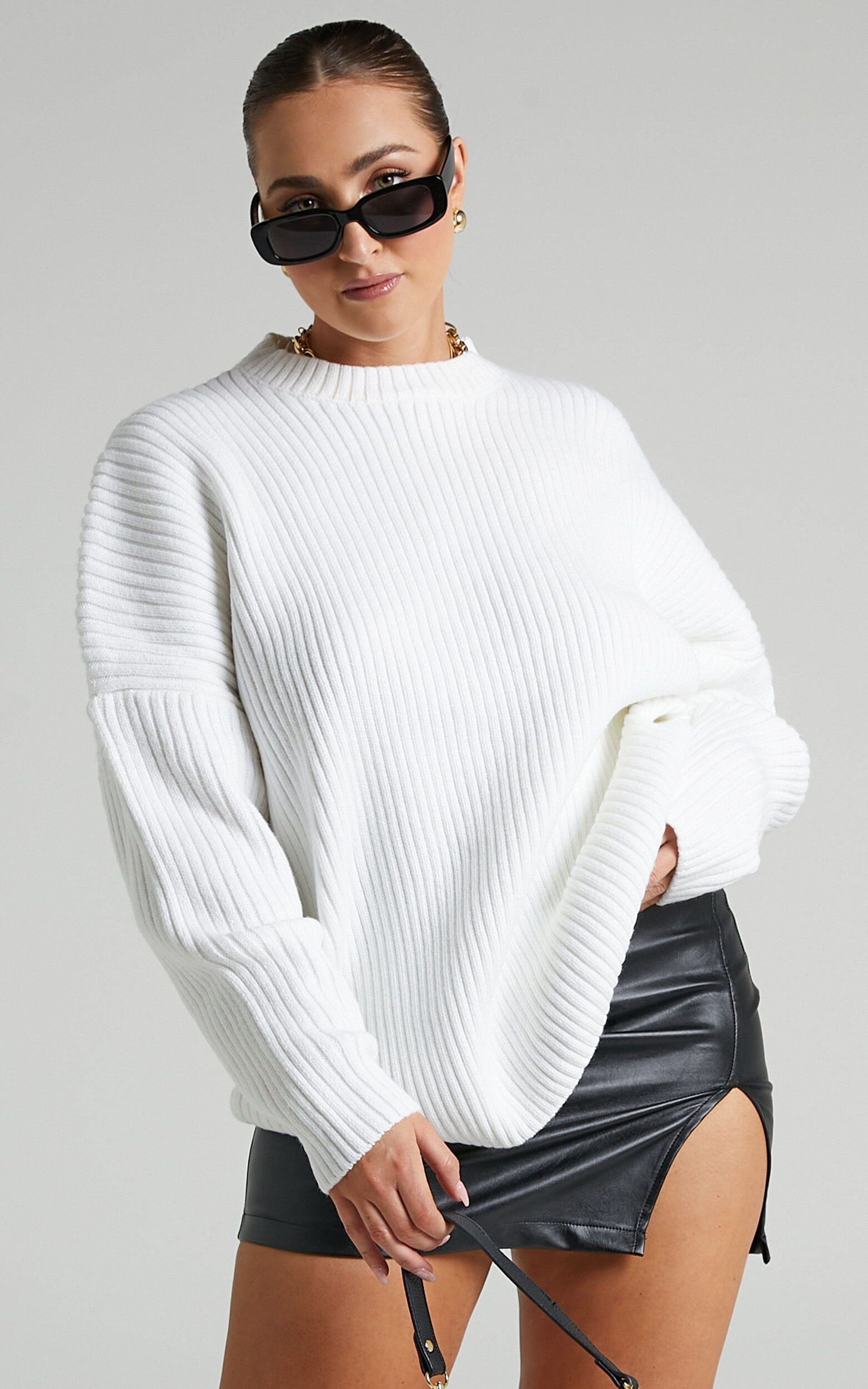 Julietta Back Cut Out Knit Jumper in White - 06, WHT1, super-hi-res image number null