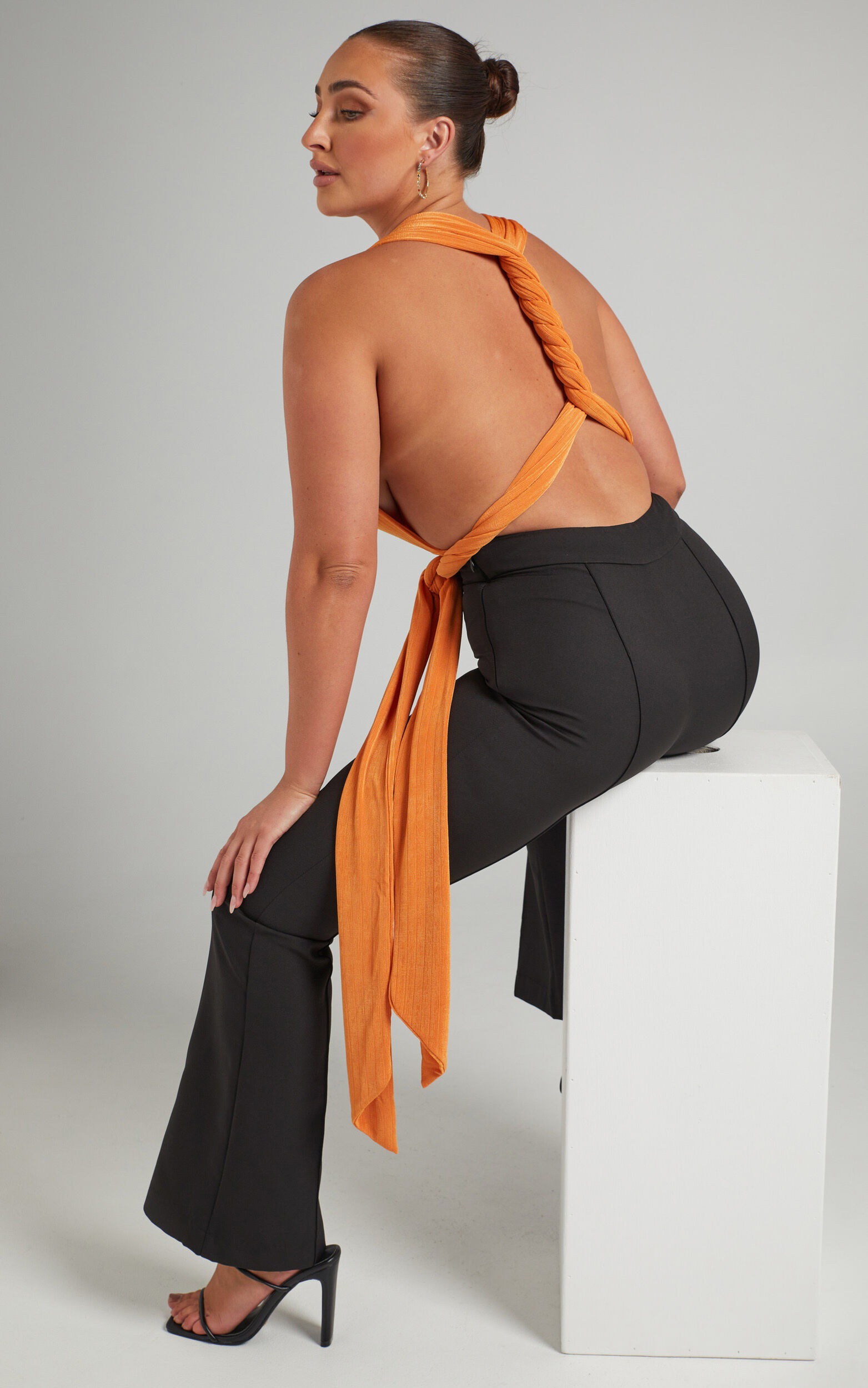 Kimbaa Slinky Multi tie bodysuit in Orange - 06, ORG2, super-hi-res image number null