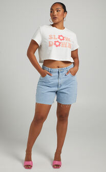 Slow Down Crop Tee in White