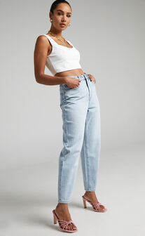 Layla Jeans - High Waisted Recycled Cotton Mom Jeans in Sunday