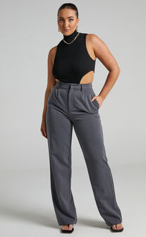 Lorcan High Waisted Tailored Pants in Charcoal