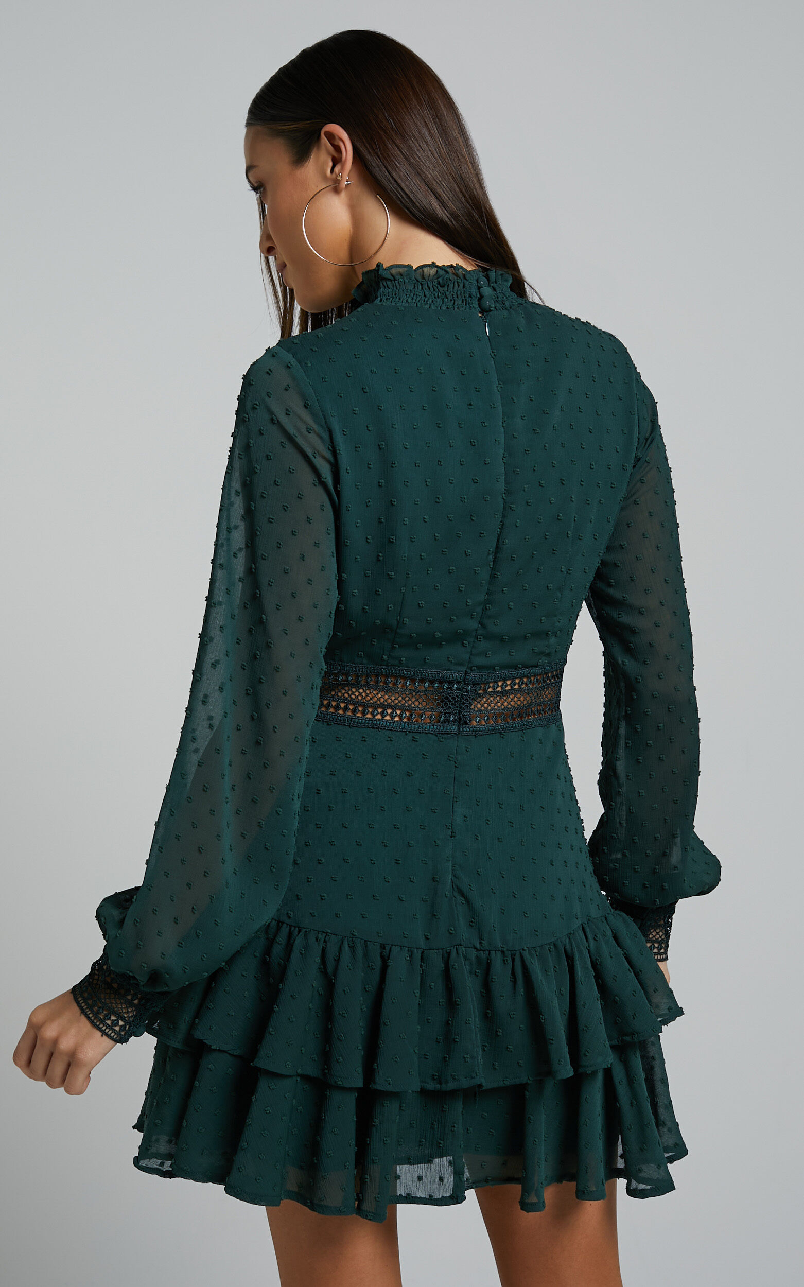 Are You Gonna Kiss Me Long Sleeve Mini Dress in Emerald - 04, GRN4, super-hi-res image number null