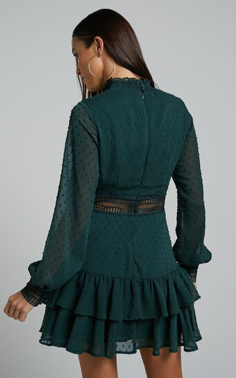 Are You Gonna Kiss Me Long Sleeve Mini Dress in Emerald