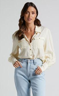Aingeal Shirt - Long Sleeve Button Up Shirt in Ivory