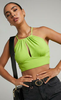 Shenden Keyhole Front Crop Top in Green