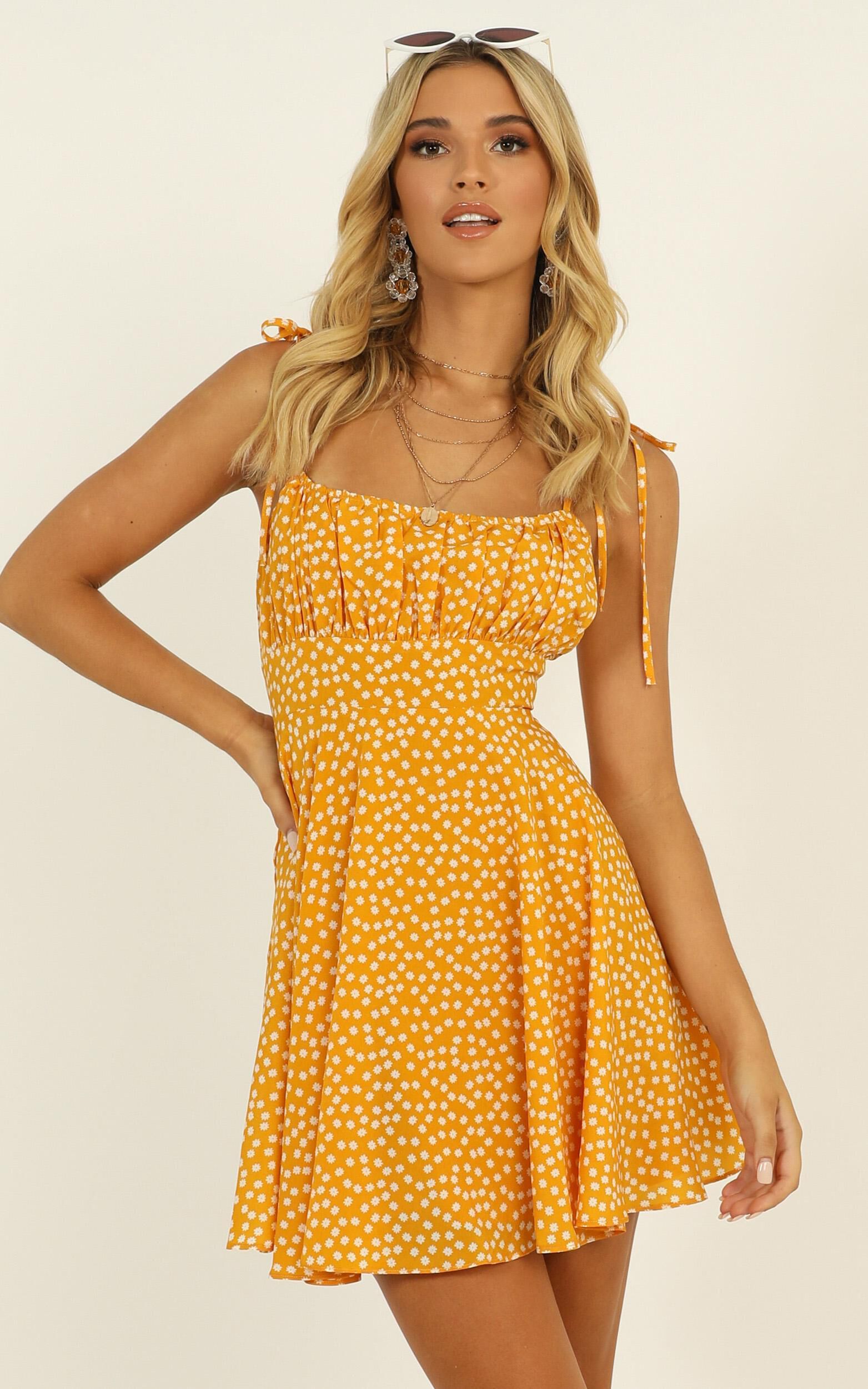 Summer Jam Sweetheart Mini Dress in Yellow Floral - 04, YEL3