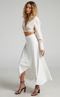 Andee Fixed Wrap Midi Skirt in White