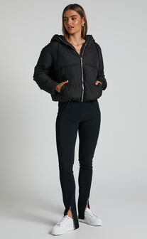 Helgi Jacket - Hooded Puffer Jacket in Black