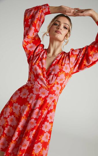 Rolla's - Romantic Datura Wrap Dress in Pink Cordial