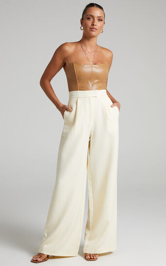 Caroline Pants - High Waisted Tailored Pants in Off White