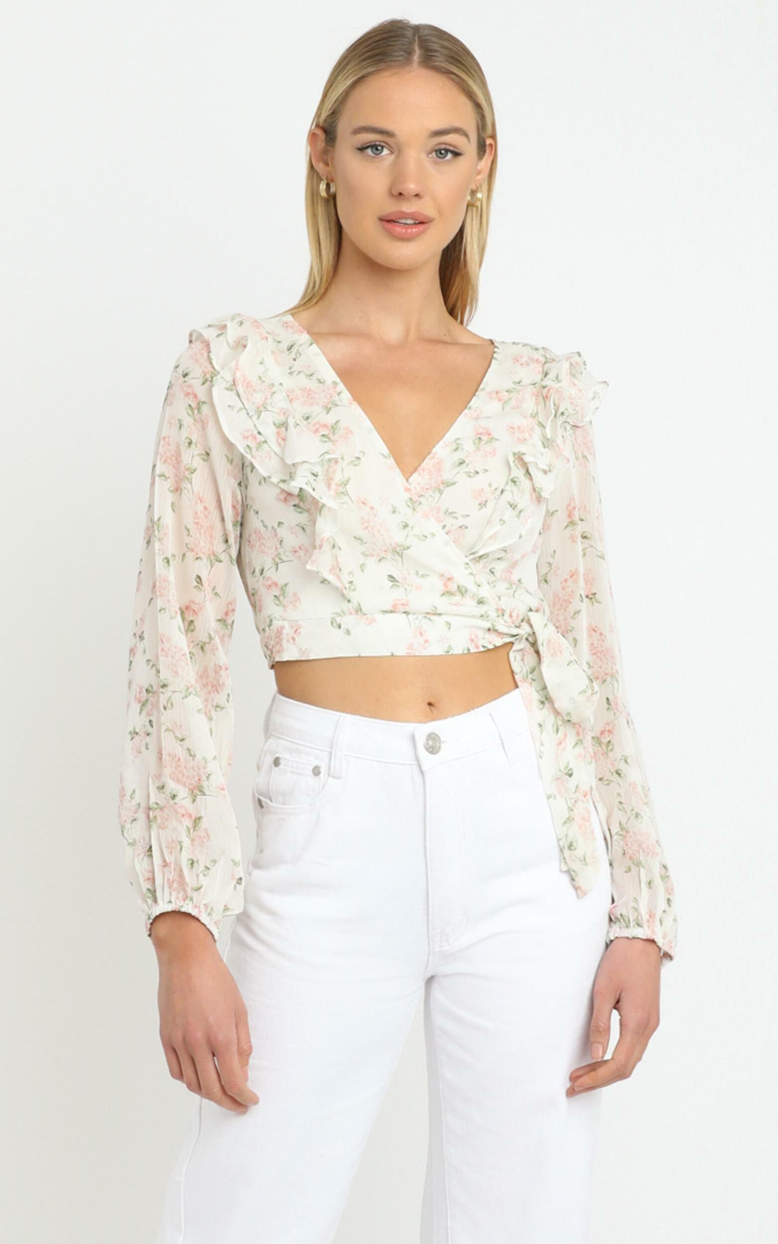 Desde Top in White Floral - 14 (XL), White