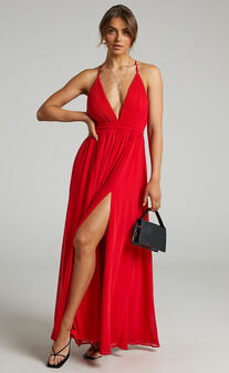 Shes A Delight Maxi Dress in Red