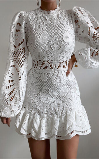 Kiss Me Now Dress in White Lace