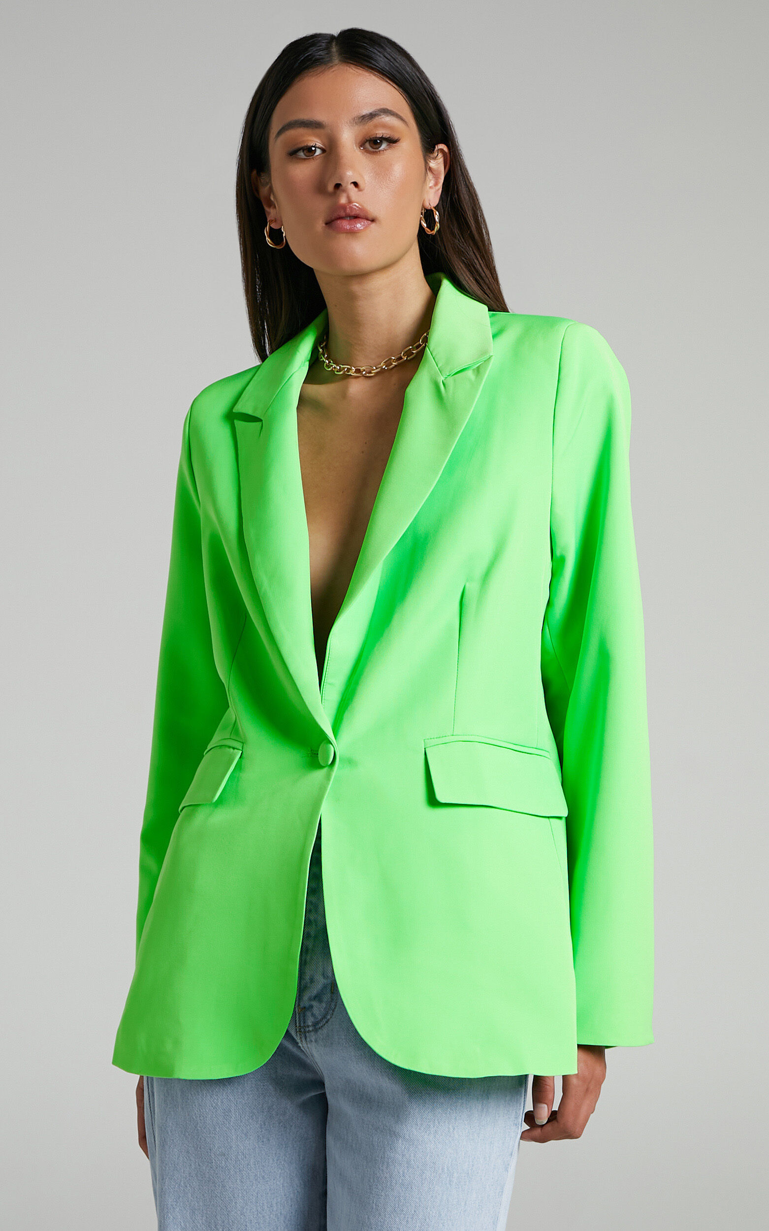 Ashesha Tailored Suiting Blazer in Green - 04, GRN1, super-hi-res image number null