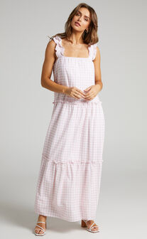 Charlie Holiday - Lottie Maxi Dress in Pink Gingham