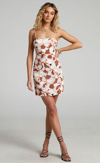 Amalie The Label - Maya Strappy Bodycon Topstitched Mini Dress in Voyager Floral
