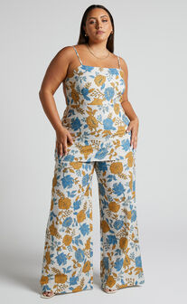 Amalie The Label - Emerita Tie Back Top and Wide Leg Pant Set in Valencia Floral