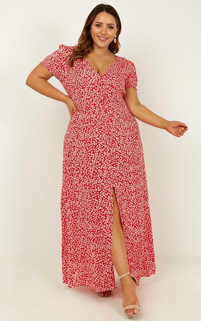 Flaming Hot Maxi Dress In Red Floral | Showpo