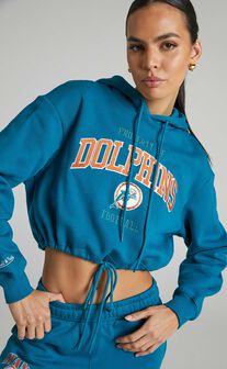 Mitchell & Ness - Miami Dolphins Vintage Arch Crop Hoodie in Faded Teal