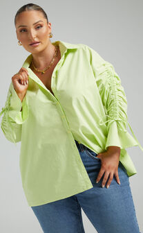 Melli Longsleeve Ruched Shirt in Lime