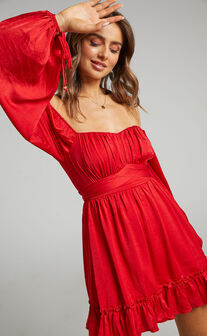 Zaire Mini Dress with Bodice Detailing in Oxy Red