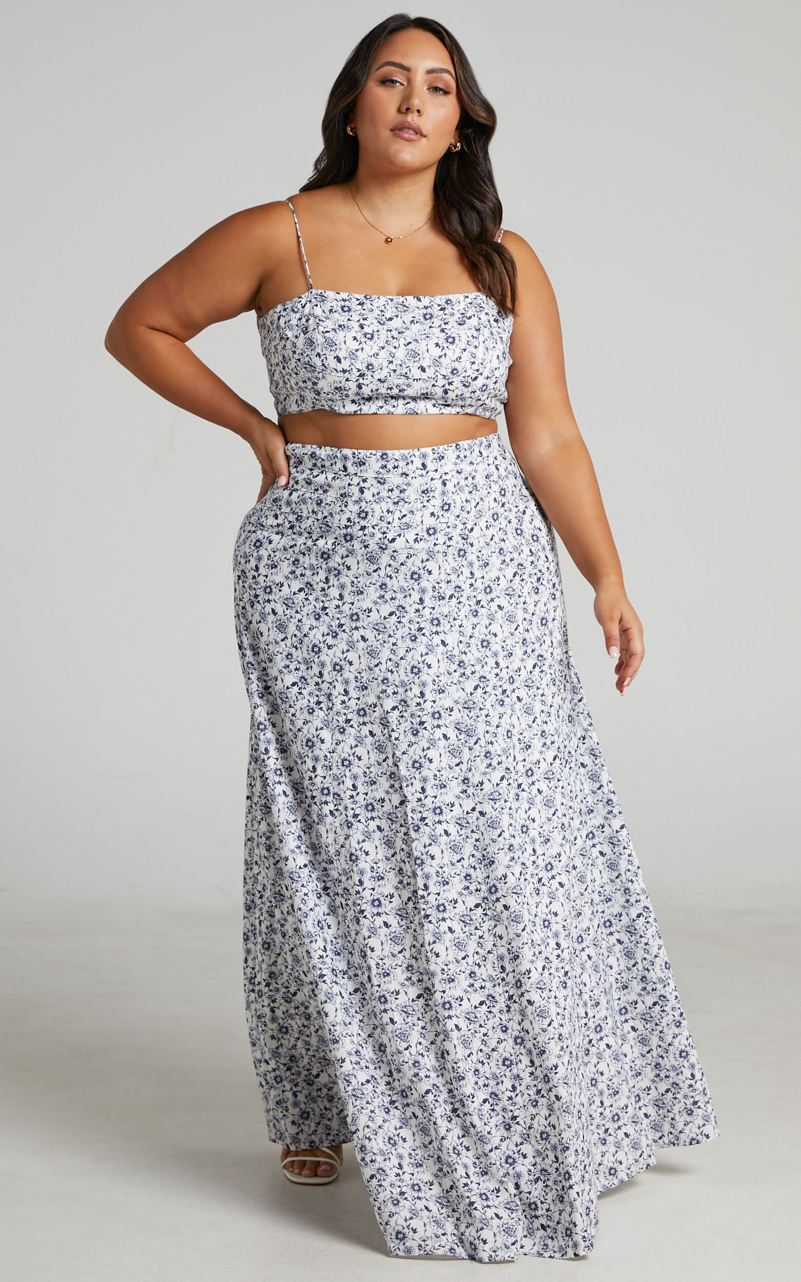 Amalie The Label - Maya Linen Blend Panelled Crop Top and Maxi Skirt ...