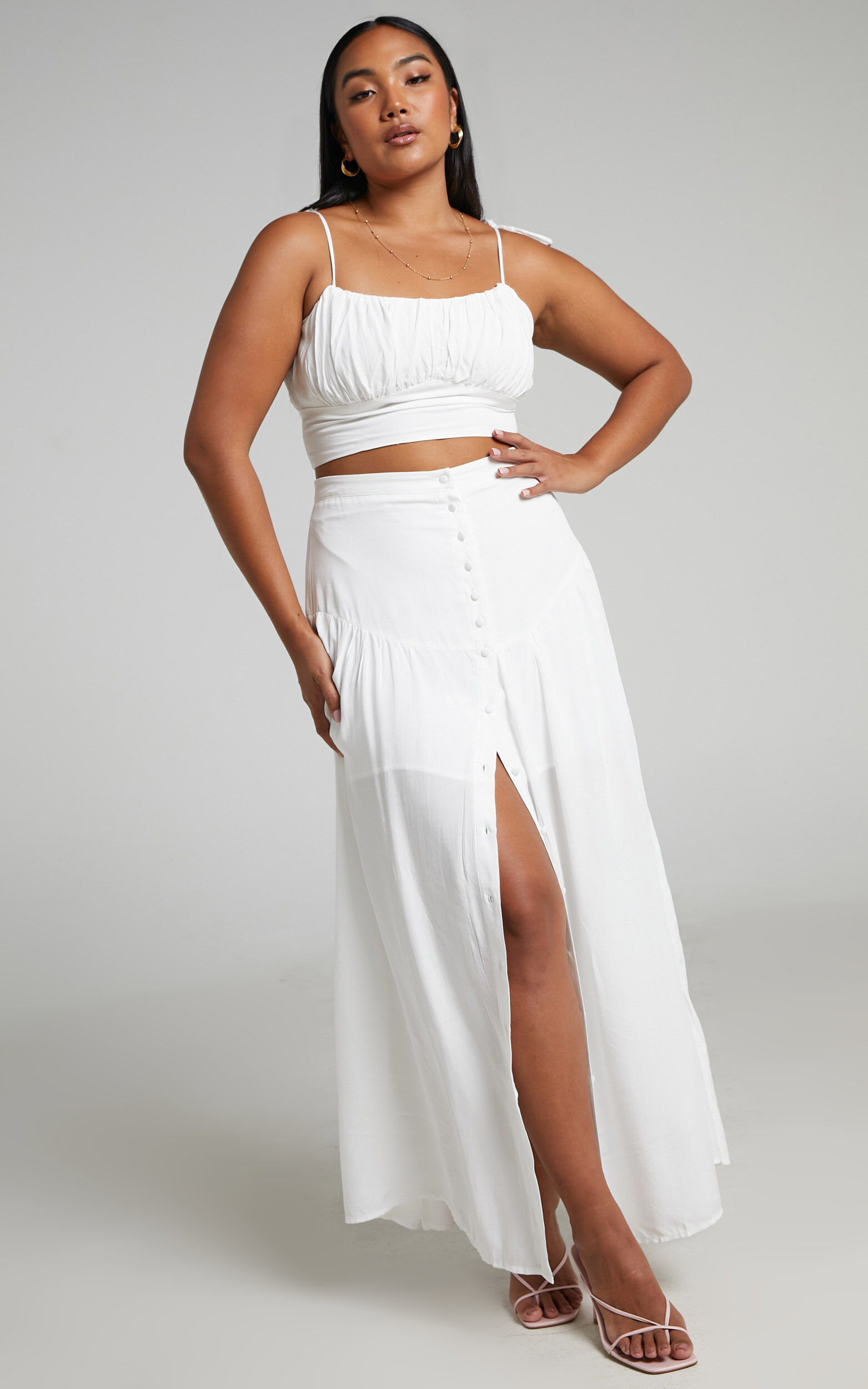 Knoxlee Drop Waist Maxi Skirt in Off White - 06, WHT2, super-hi-res image number null
